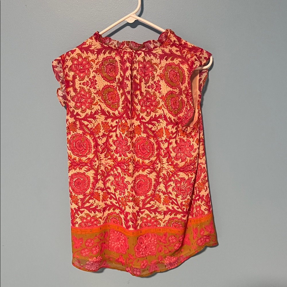 Joie Pink and Cream Floral Ruffle-Trim Camisole - Picture 3 of 3